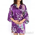sourcing map Soie Satin Courte Kimono Robe Robe de Demoiselle d'honneur De Mariage Robe De Nuit Bain - B07KRMQJGH